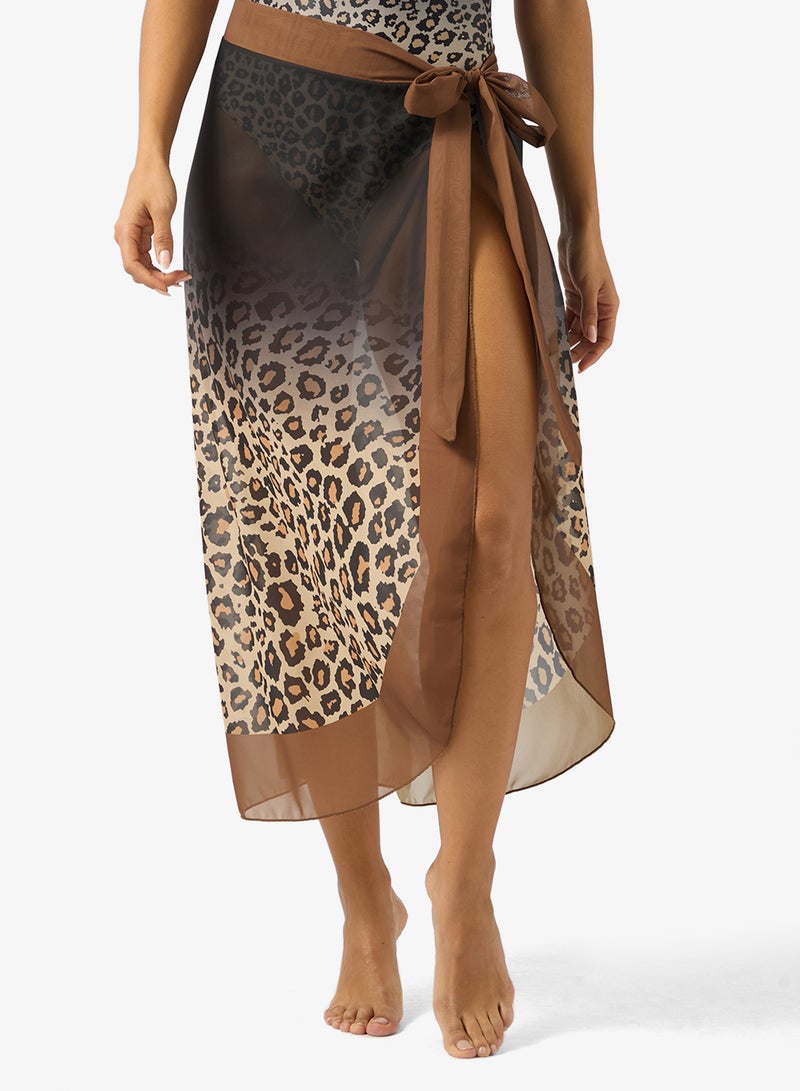 ELLA Leopard Print Swimsuit With Sarong - Image 4